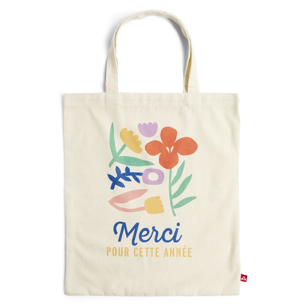 Tote bag coton beige imprimé Merci pour cette année - 4 modèles