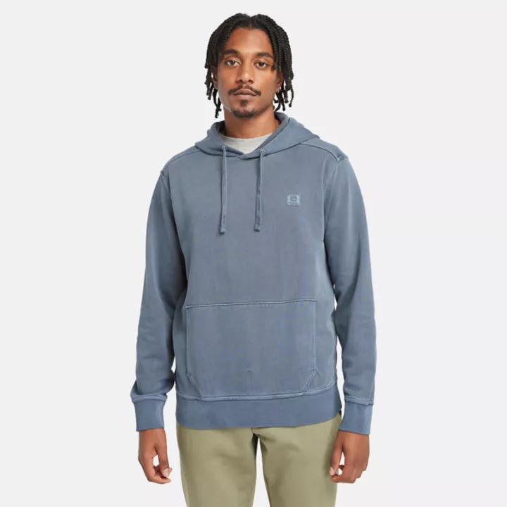 Sweat à capuche teint en plongée pour homme en bleu marine