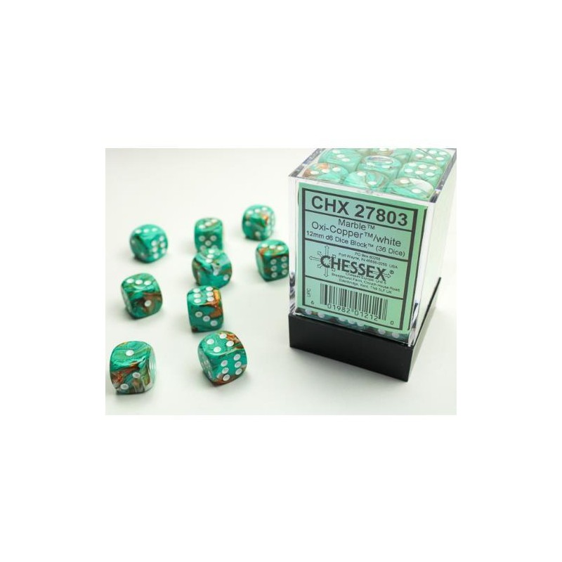 Boite de 36 dés D6 * Marble * Oxi Copper