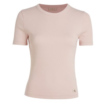Tee-shirt à manches courtes femme Woven Label Rib Fitted CALVIN KLEIN