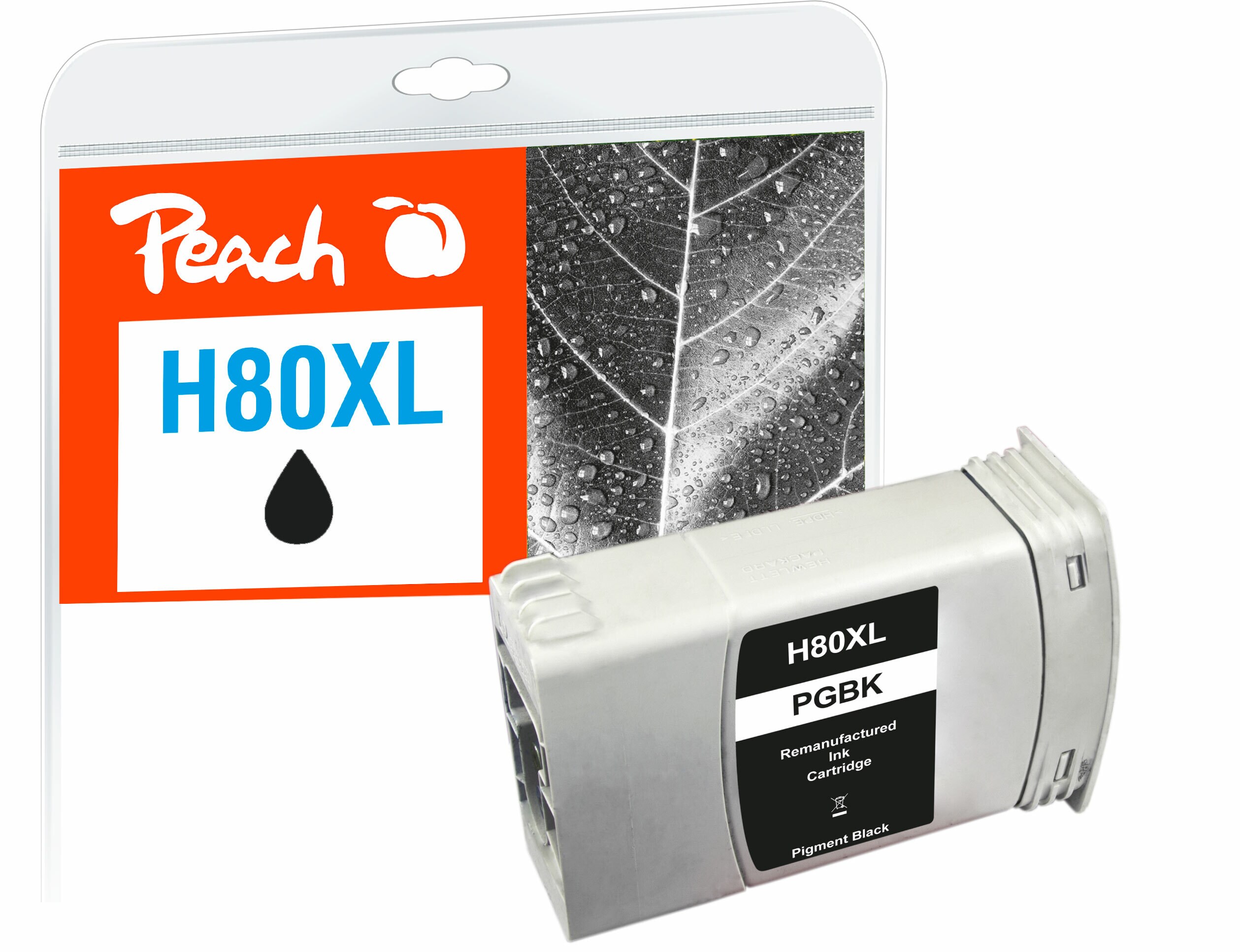 Peach HP 80Druckerpatrone XL bk ersetzt HP 80 BK, C4871A für z.B. HP DesignJet 1050 C, HP DesignJet 1050 C Plus, HP DesignJet 1055 CM (wiederaufbereitet)