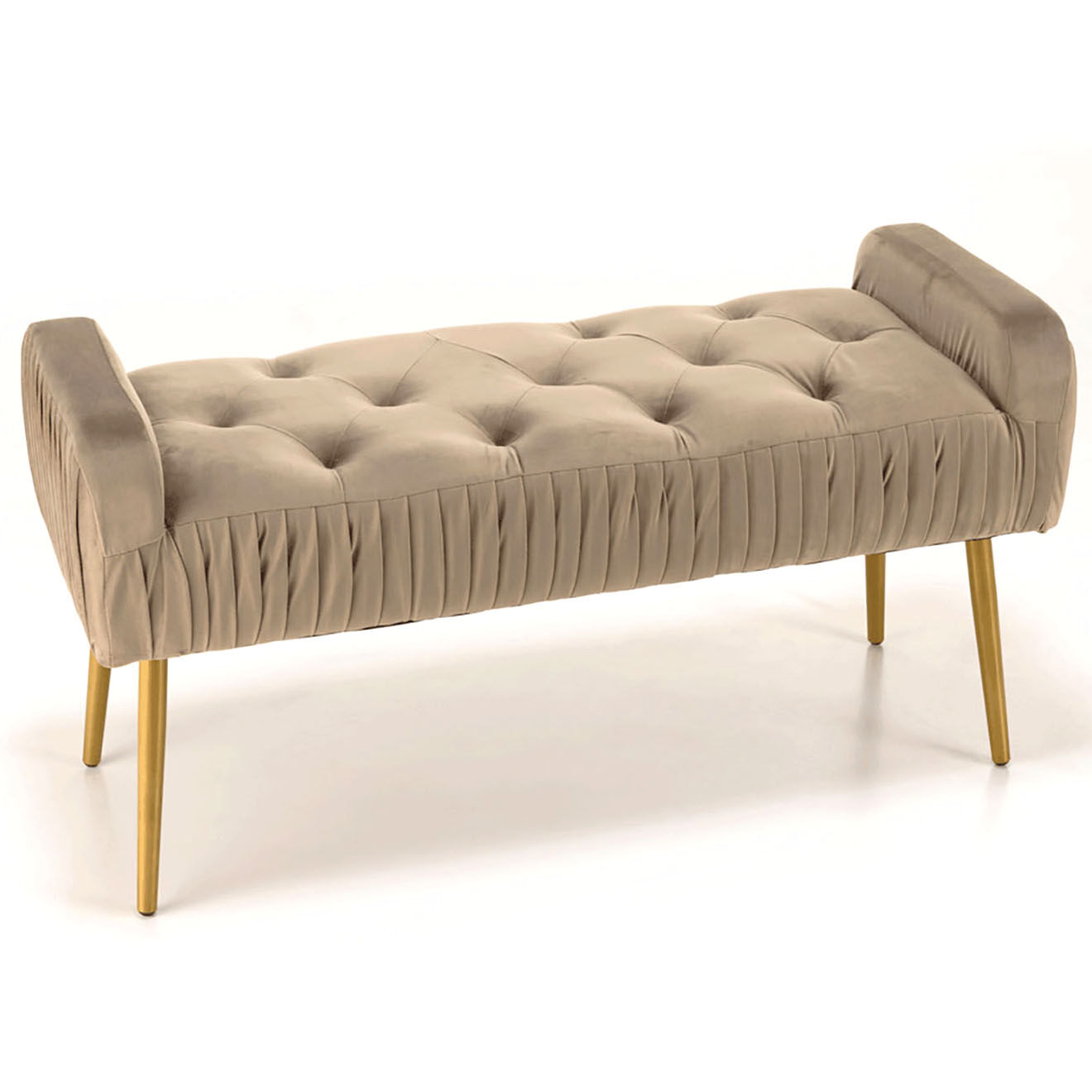 Macabane Banc de lit en velours Albane taupe - 103x40x53 cm