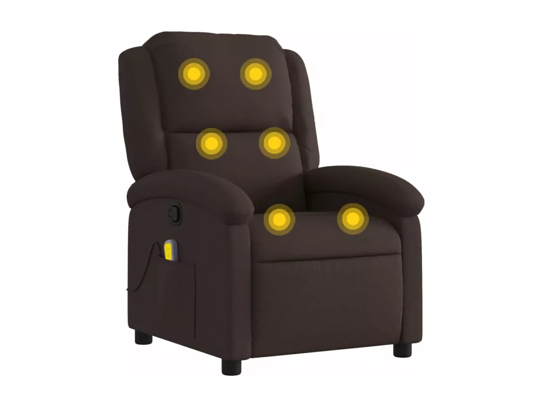 Fauteuil de massage inclinable Marron foncé Tissu