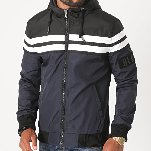 Veste Zippée Capuche S3165 Bleu Marine Noir
