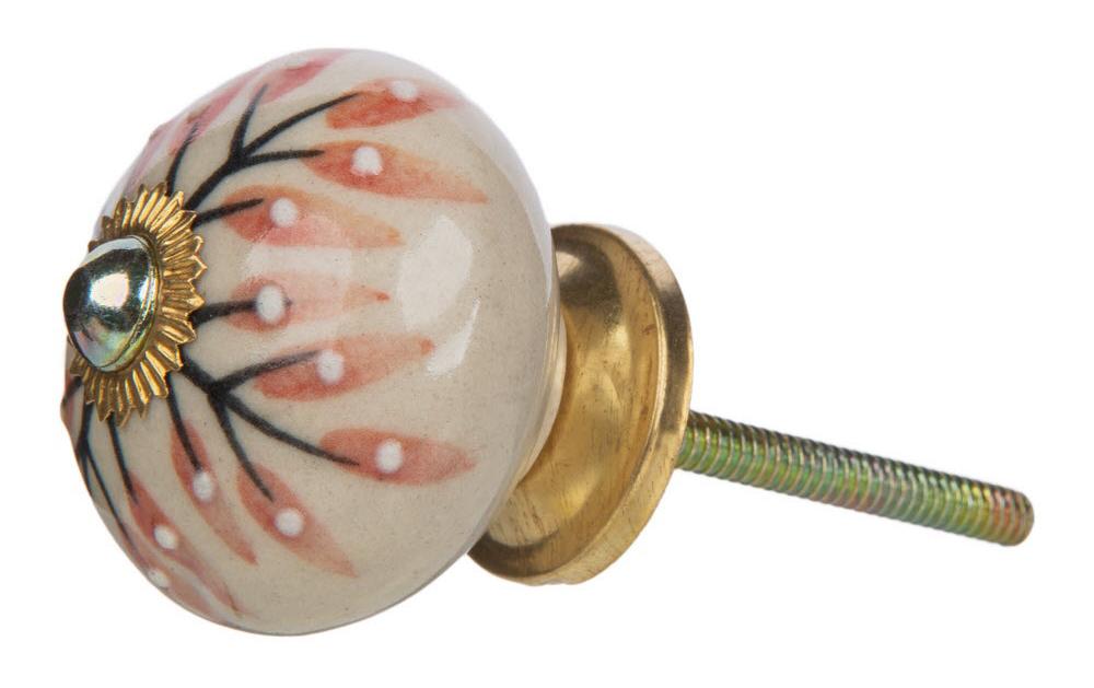 Möbelgriff handgemacht, Ø 4 cm, Beige/GoldMöbelknauf mit Muster