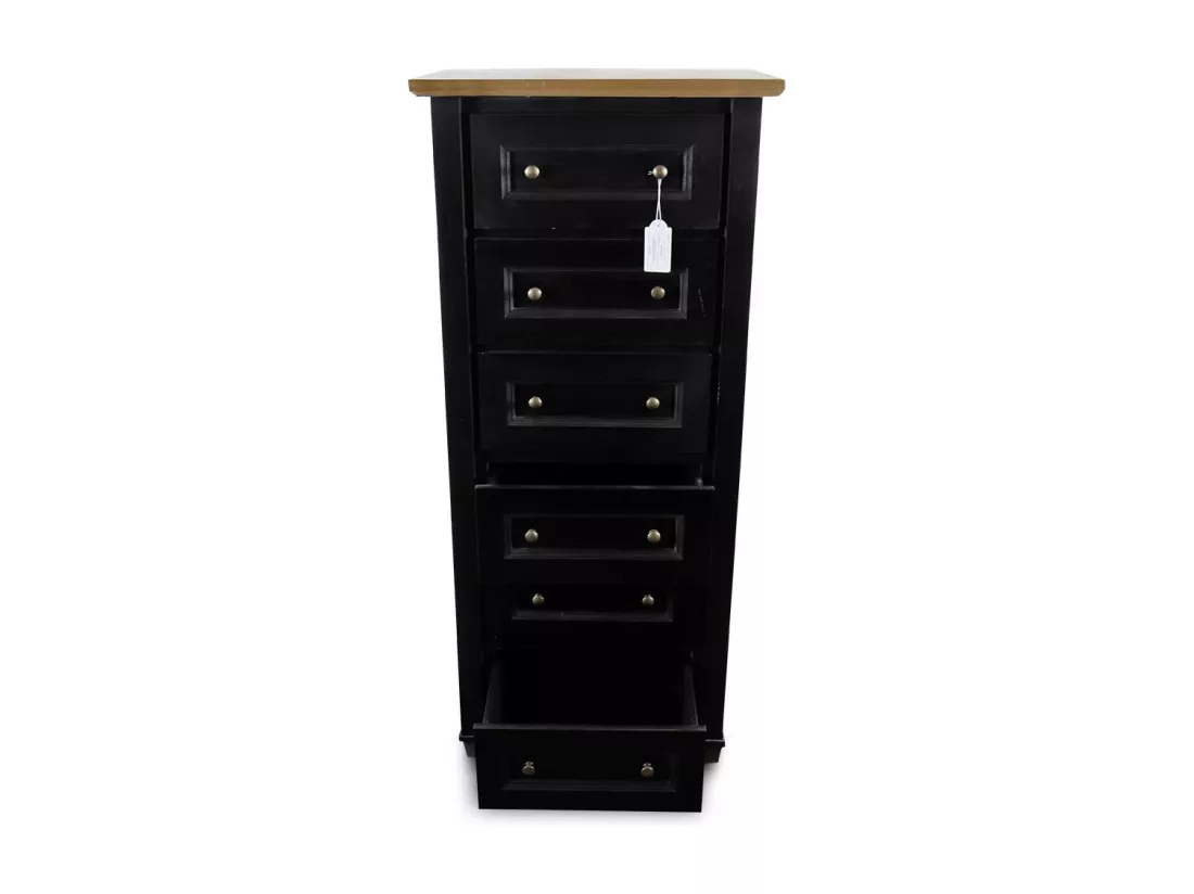 Semainier chiffonnier 6 tiroirs Bois-MDF Noir - Idéline Décoration d'Autrefois