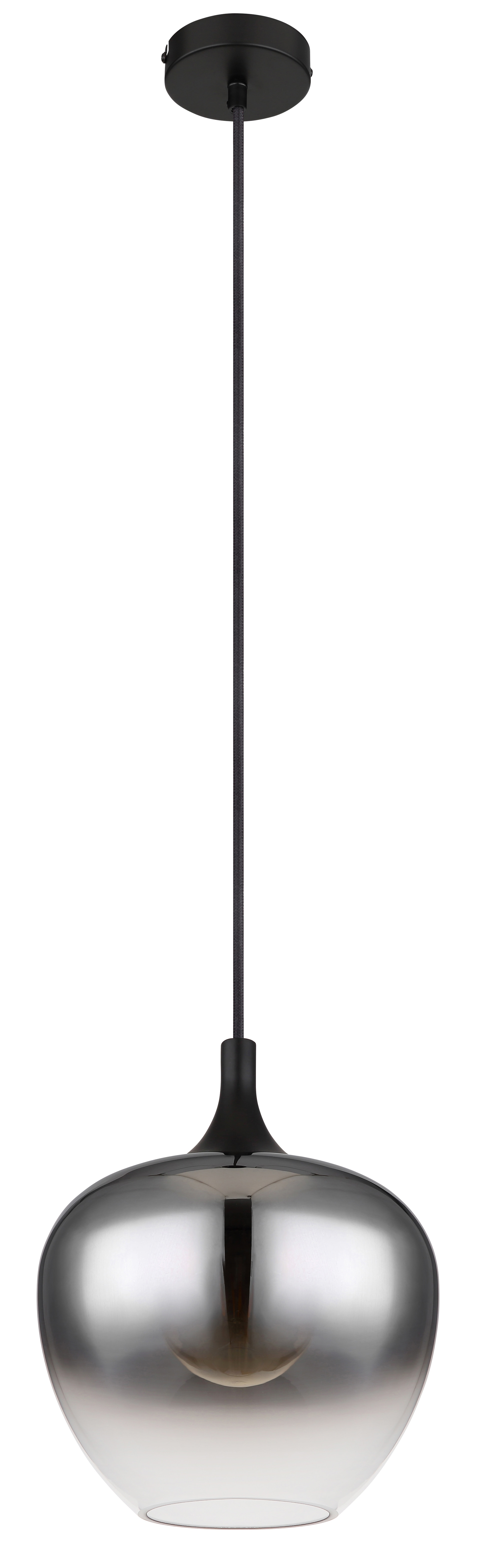 GLOBO Retrofit Pendelleuchte MAXY 24 cm schwarz /Rauchglas