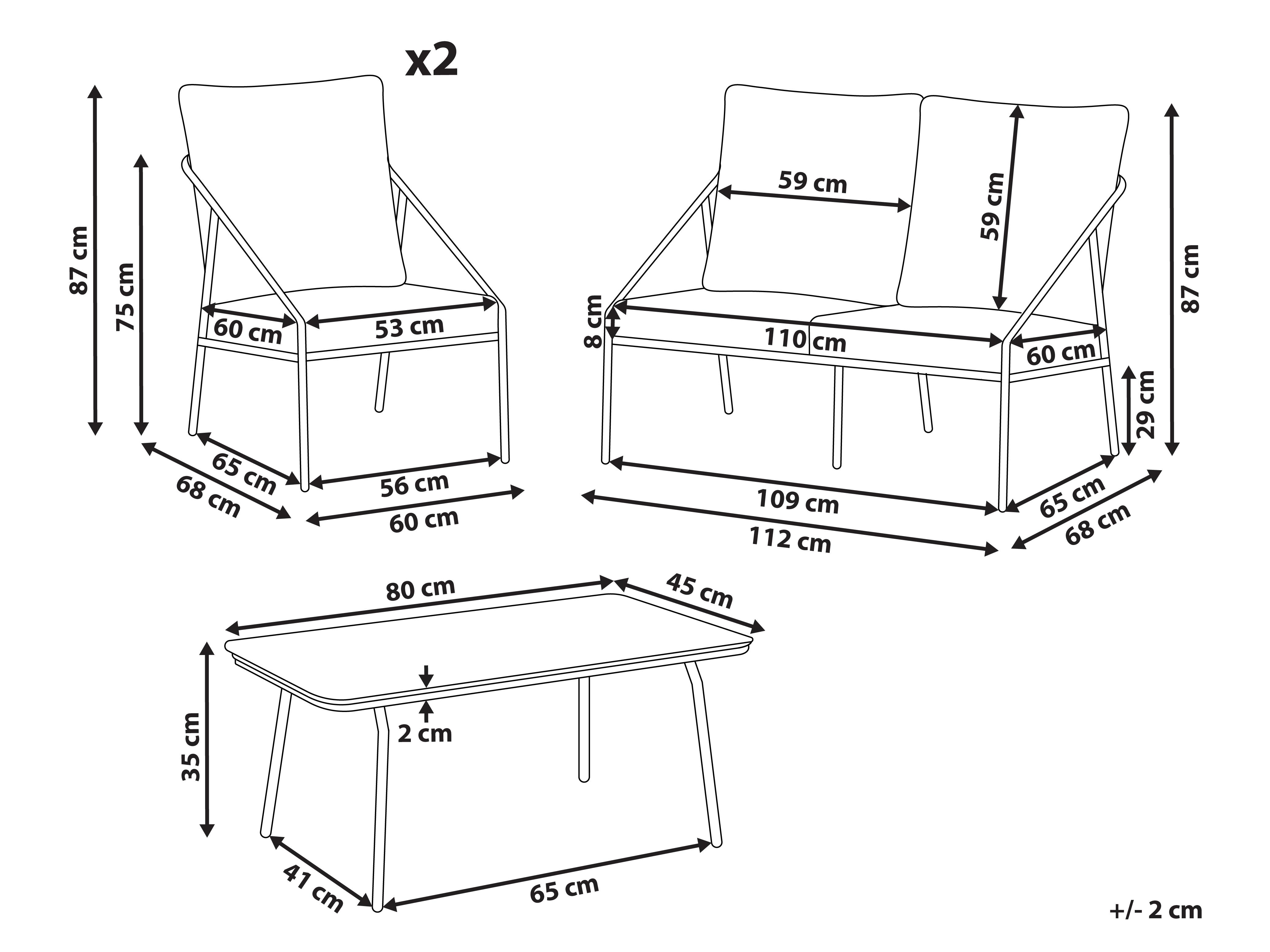 Loungeset met tafel 4-zits USTICA Metaal Wit
