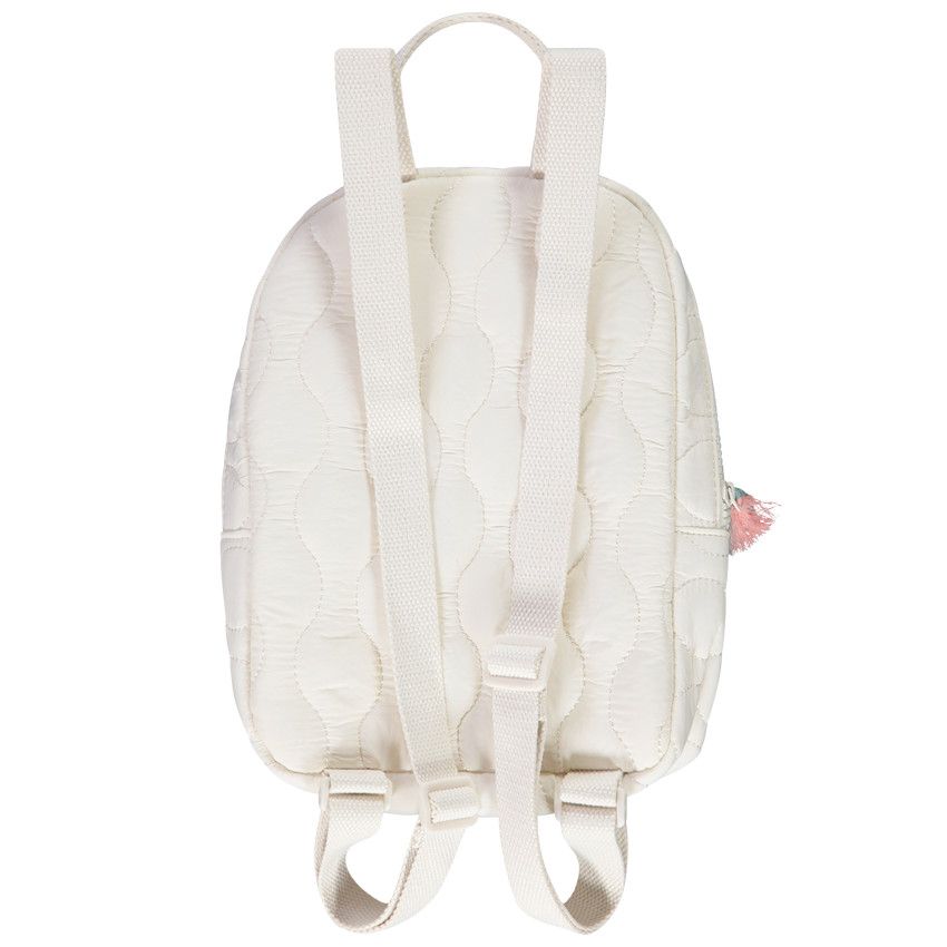 Sac à dos matelassé à pompon pour fille - Ecru