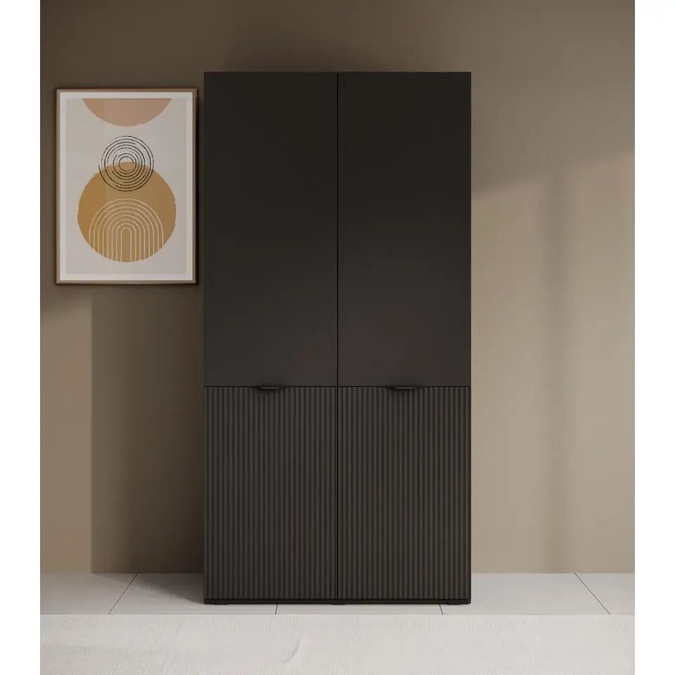 Meubella - Kledingkast Shelton - Zwart 2 - 101 cm