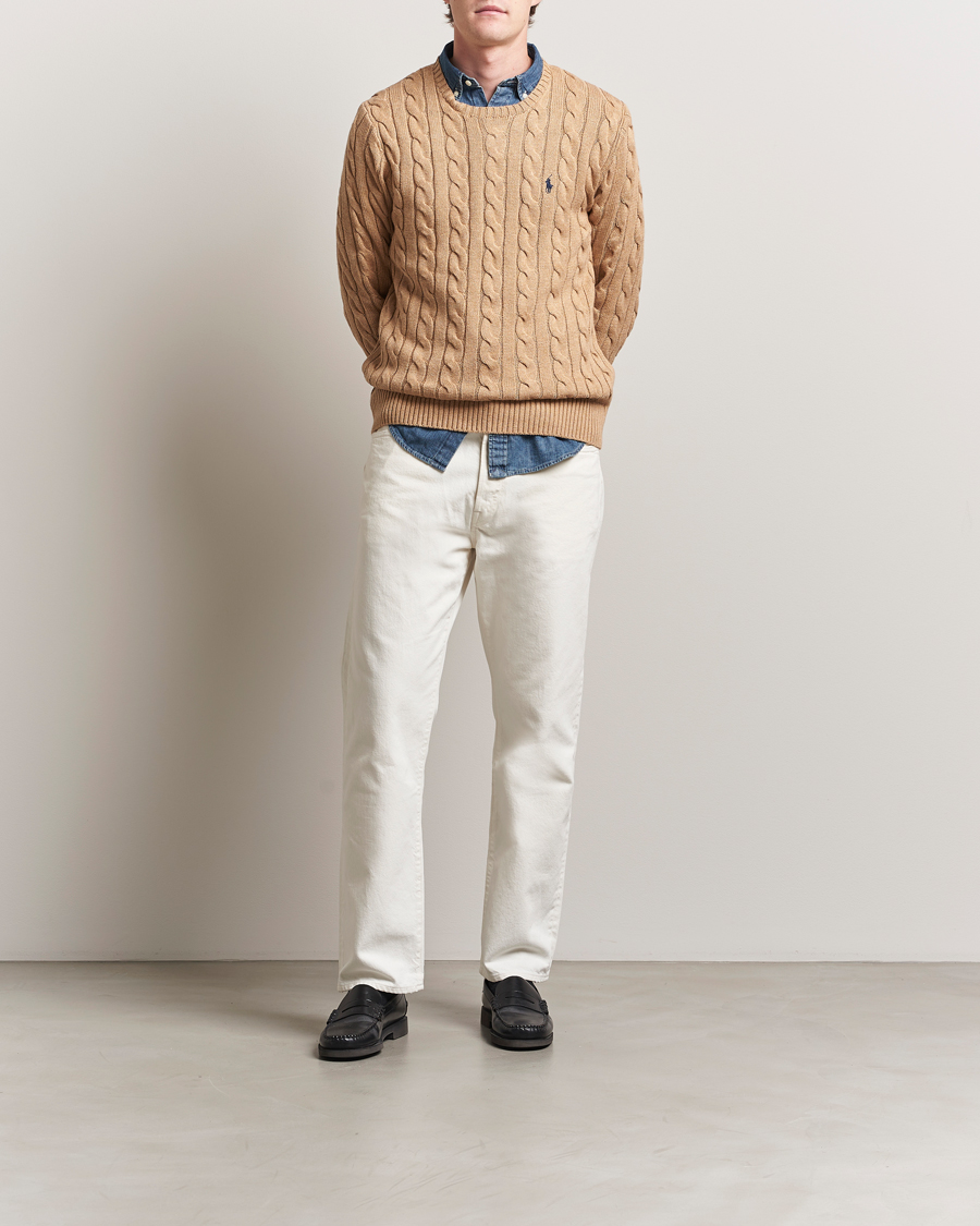 Polo Ralph Lauren Cotton Cable Pullover Camel Melange