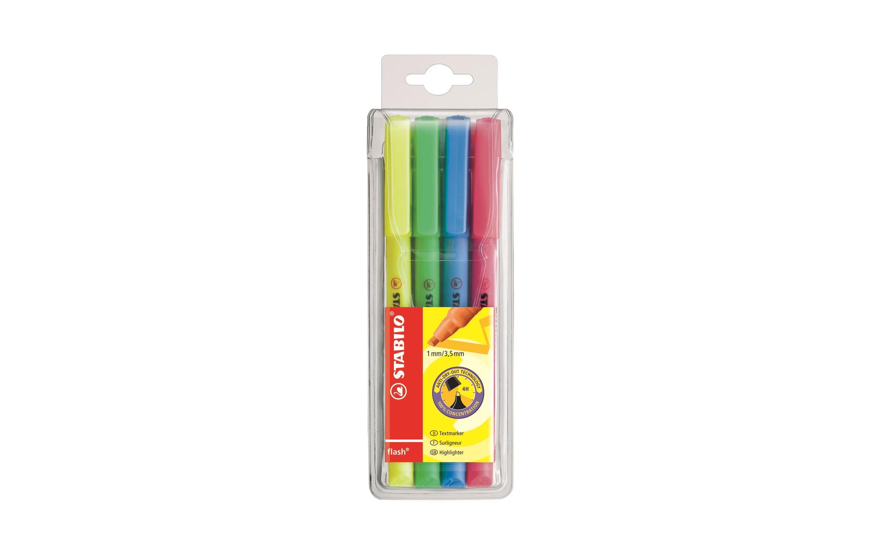 Textmarker Flash 4er EtuiTextmarker mit Clip