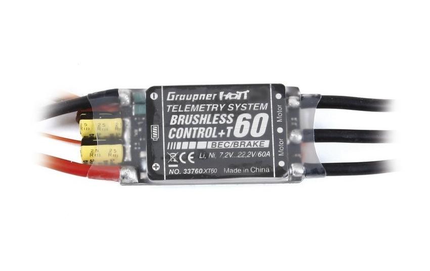 Brushless Regler BL Control+ T60 60A, 2-6S, BEC<br>Brushless ESC mit Telemetrie für Flugmodelle
