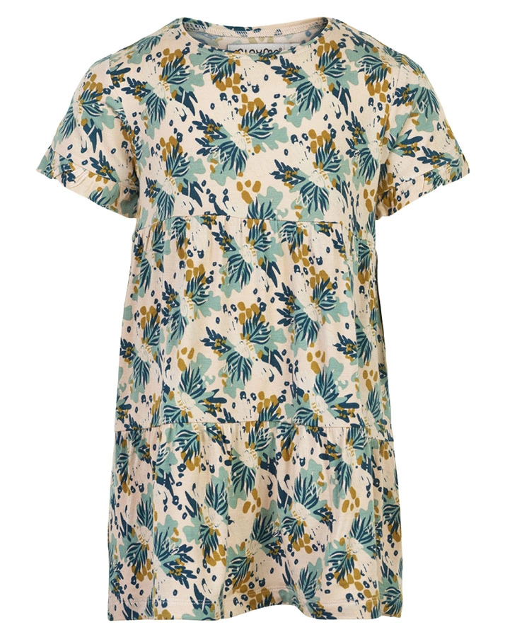 Kleid LEAVES BAMBOO gemustert in creme/bunt