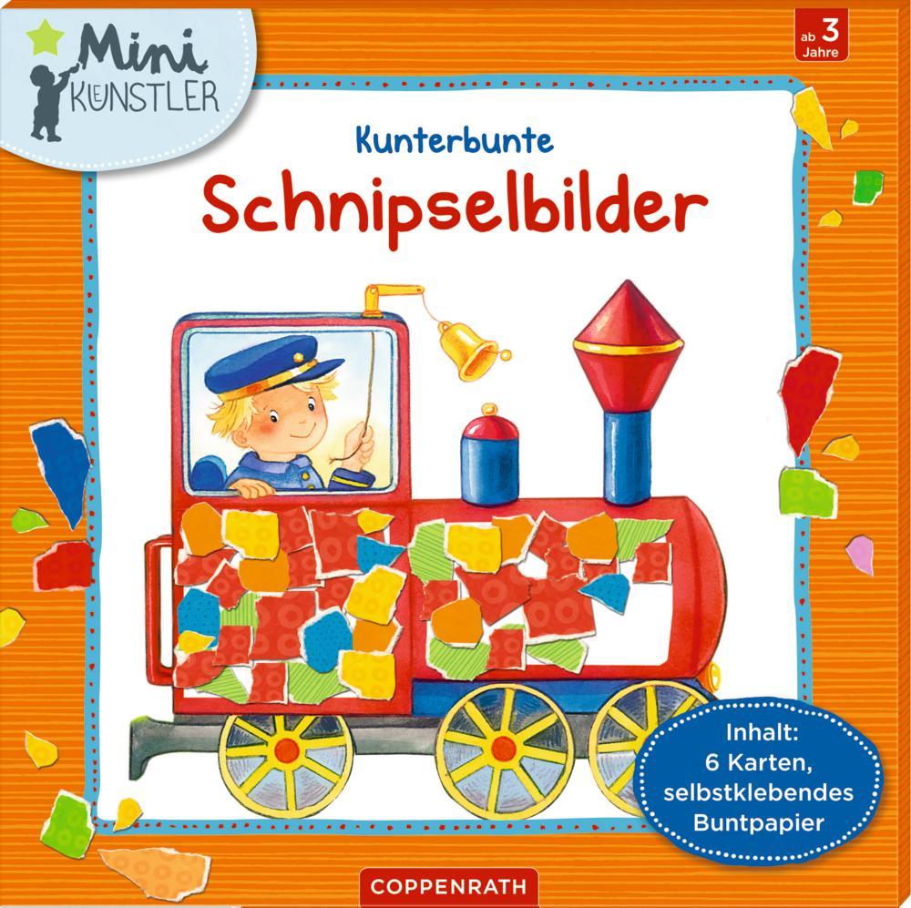 Kunterbunte Schnipselbilder mit selbstklebendem Buntpapier