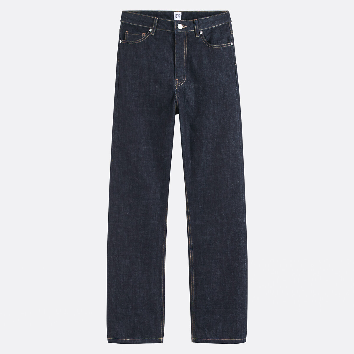 COLEÇÃO LA REDOUTE<br>Calça jeans reta com ourela, tamanho padrão, 5 bolsos