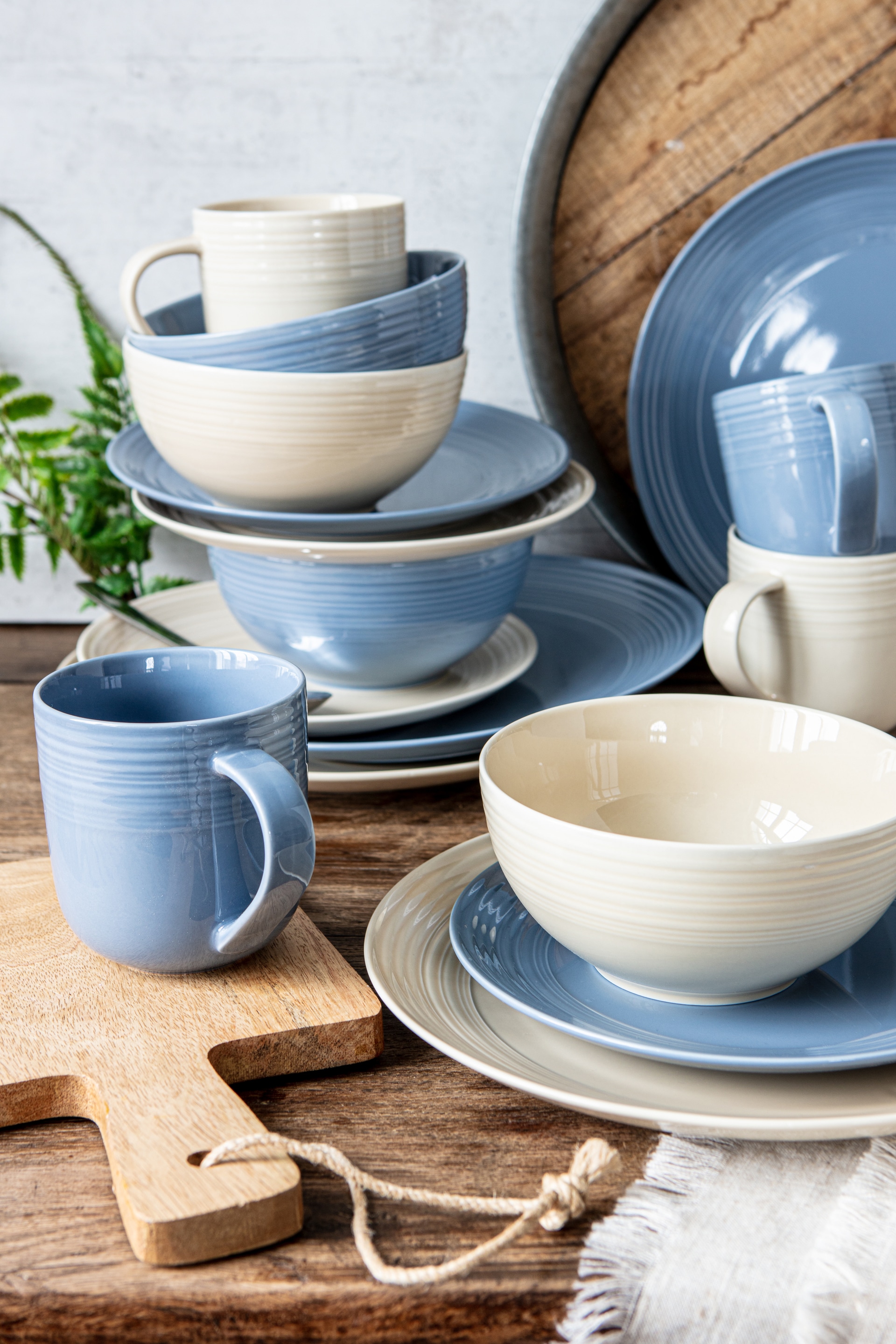 Ritzenhoff & Breker Kombiservice LEVI 16-teilig Porzellan blau/creme