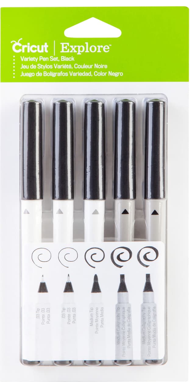 Cricut blandede permanente kuglepenne 5-pak (sort)