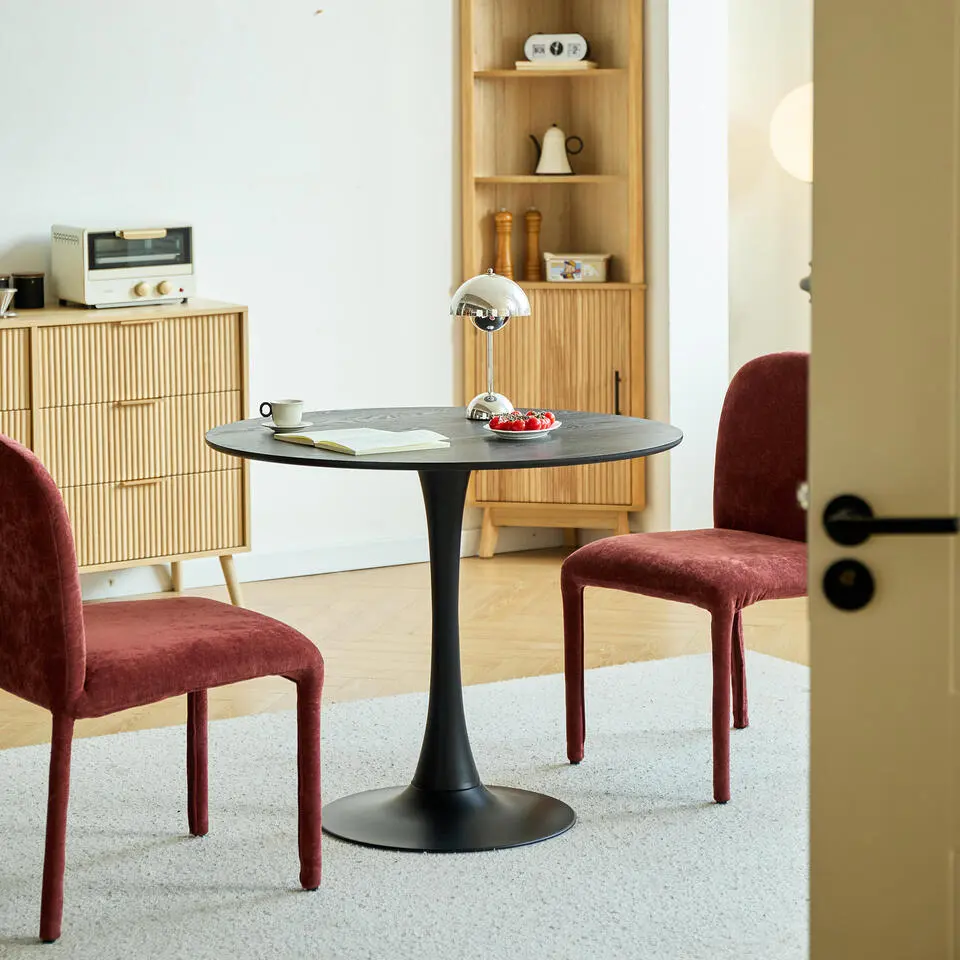 Eettafel 4 Personen Ronde Houten Basis Metaal
