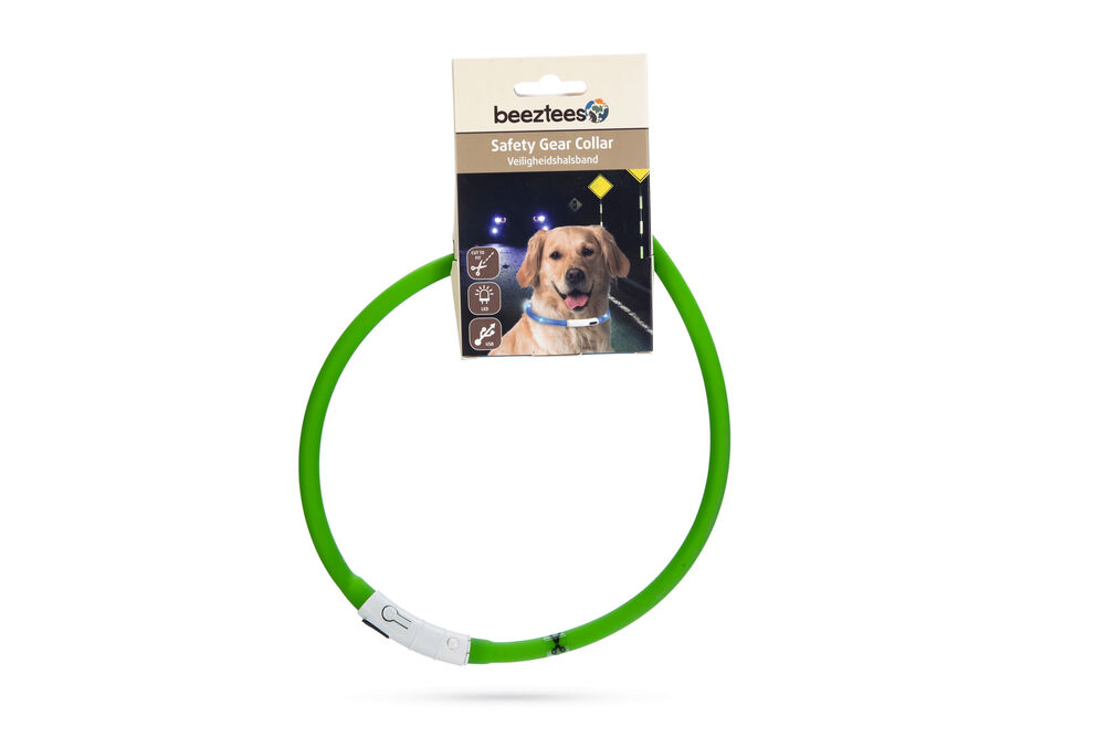 Beeztees Dogini USB - Lichtgevende Halsband  - Hond - groen - 70 cm