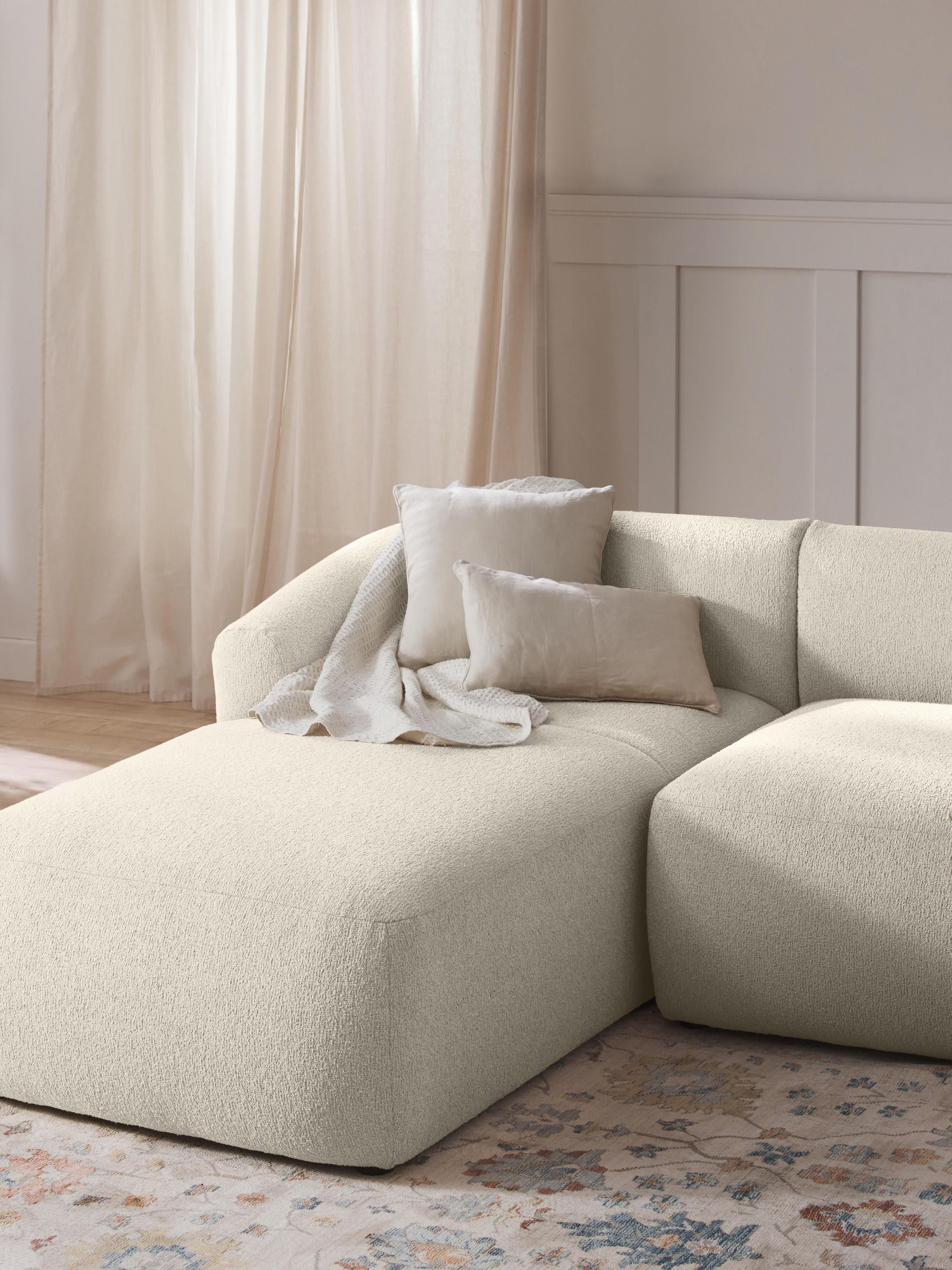 Chaise longue hoekmodule Sofia uit bouclé