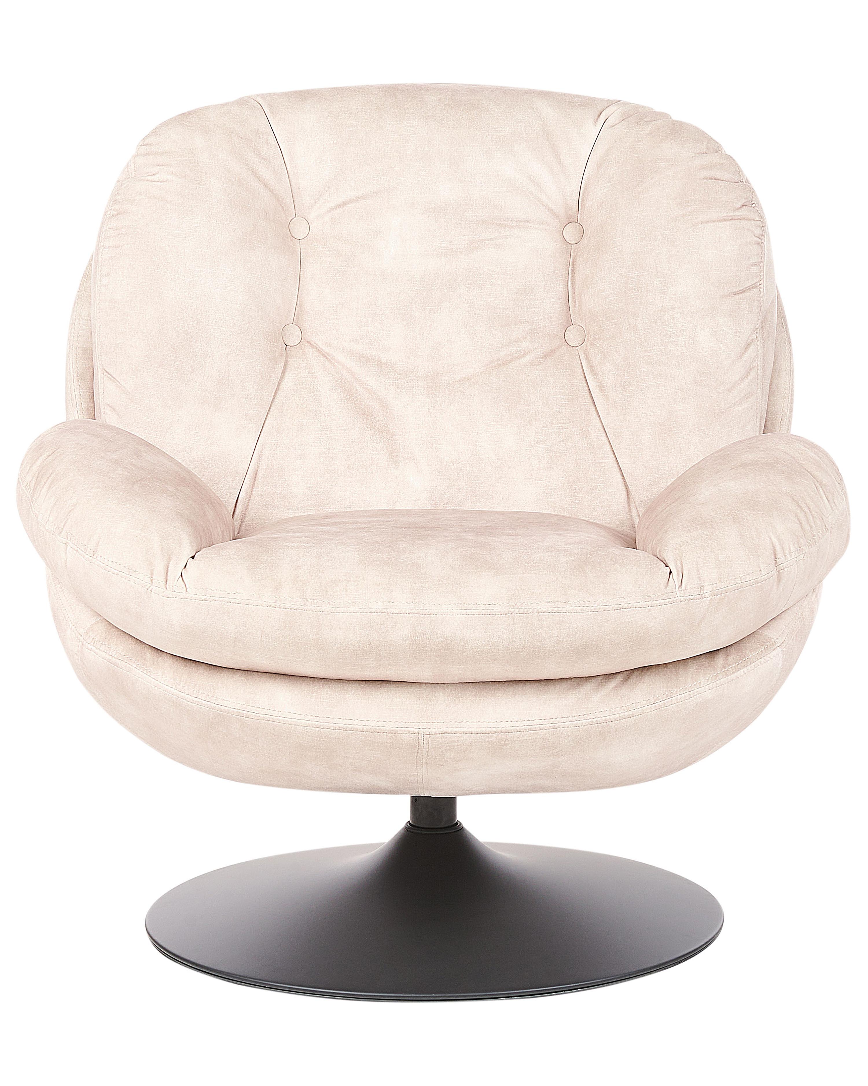 Draaifauteuil NOLVIK Fluweel Lichtbeige