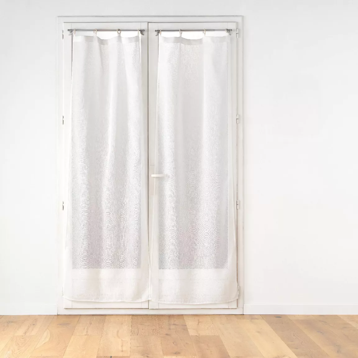 Paire de voilages tissés œillets bois (70 x 200 cm) Minalisa Blanc