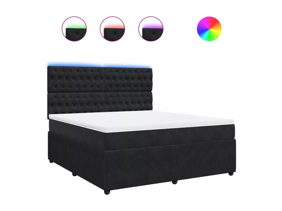 Sommier à lattes de lit avec matelas Noir 180x200 cm Velours
