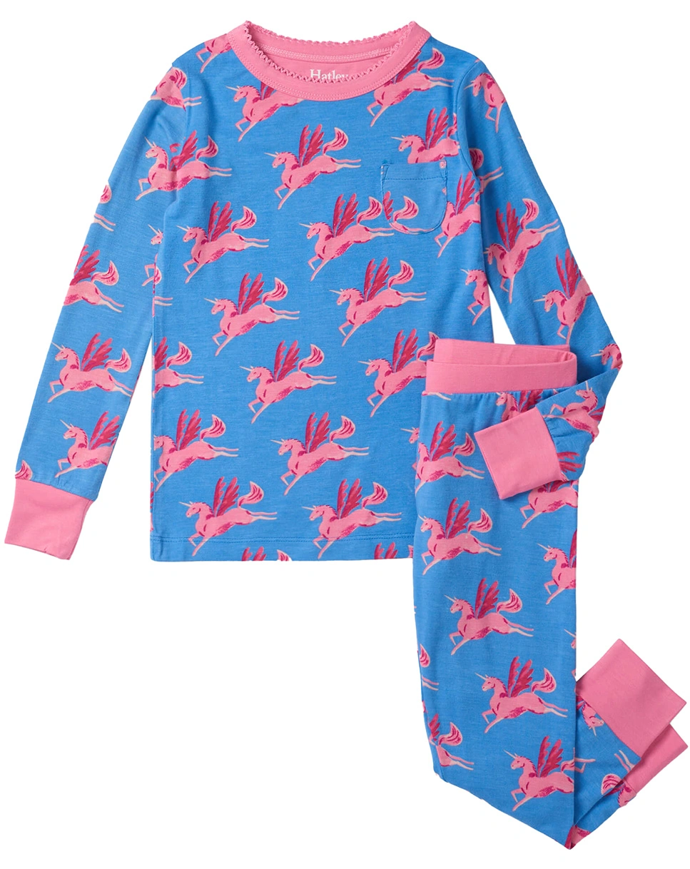 Schlafanzug PEGASUS IN FLIGHT lang in blau/rosa