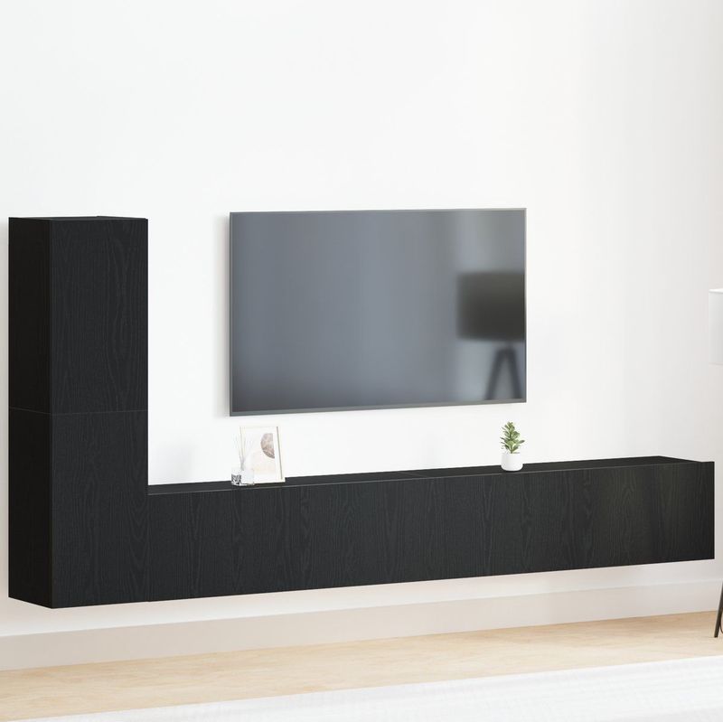 vidaXL - 3-delige TV-kast Set - Zwart Eiken - Gefineerd Hout
