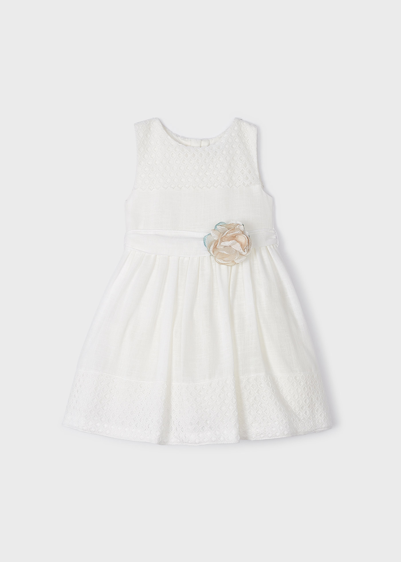 Vestido de guipure combinado para menina