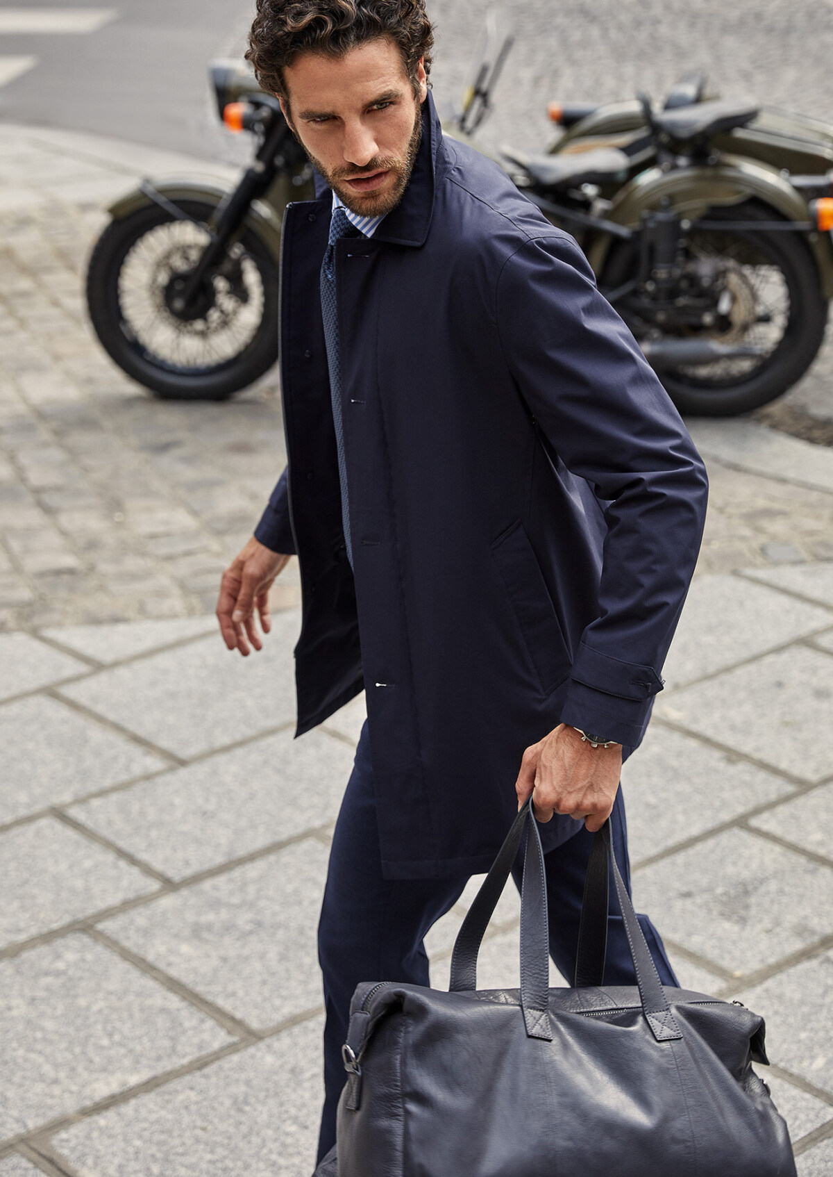 Sac 48h en cuir bleu marine
