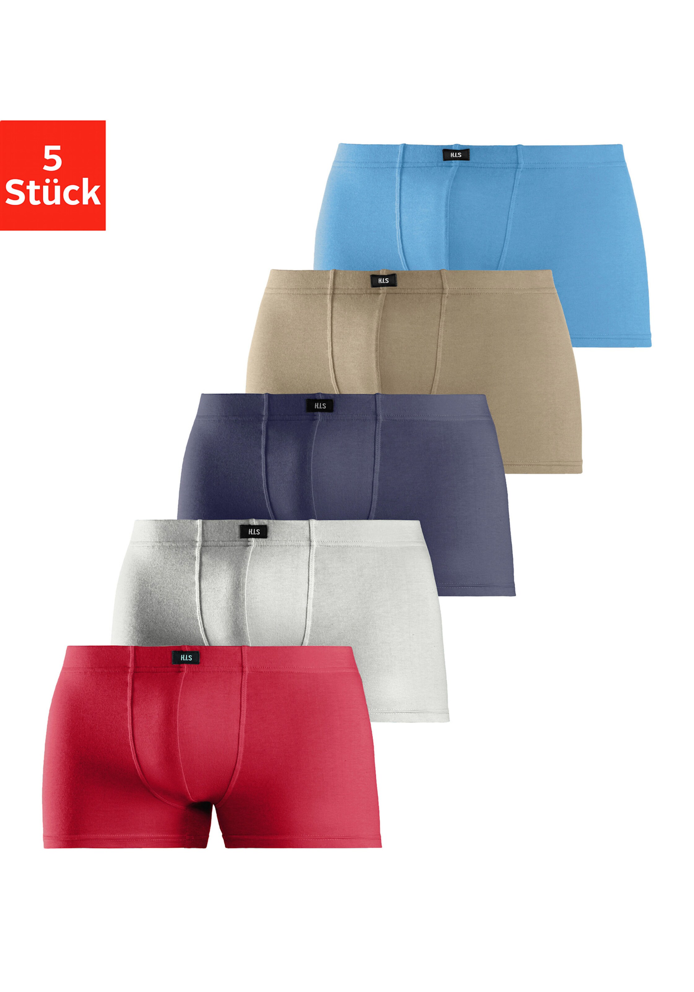 H.I.S Boxer in rot, blau, marine, khaki, grau-meliert