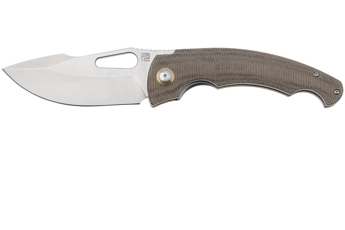 Artisan Cutlery Xcellerator 1860P-ODG, Stonewashed AR-RPM9, OD Green Micarta zakmes, Mike Snody design