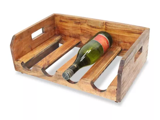 Casiers à bouteilles 4pcs de 16 bouteilles bois d'acajou massif