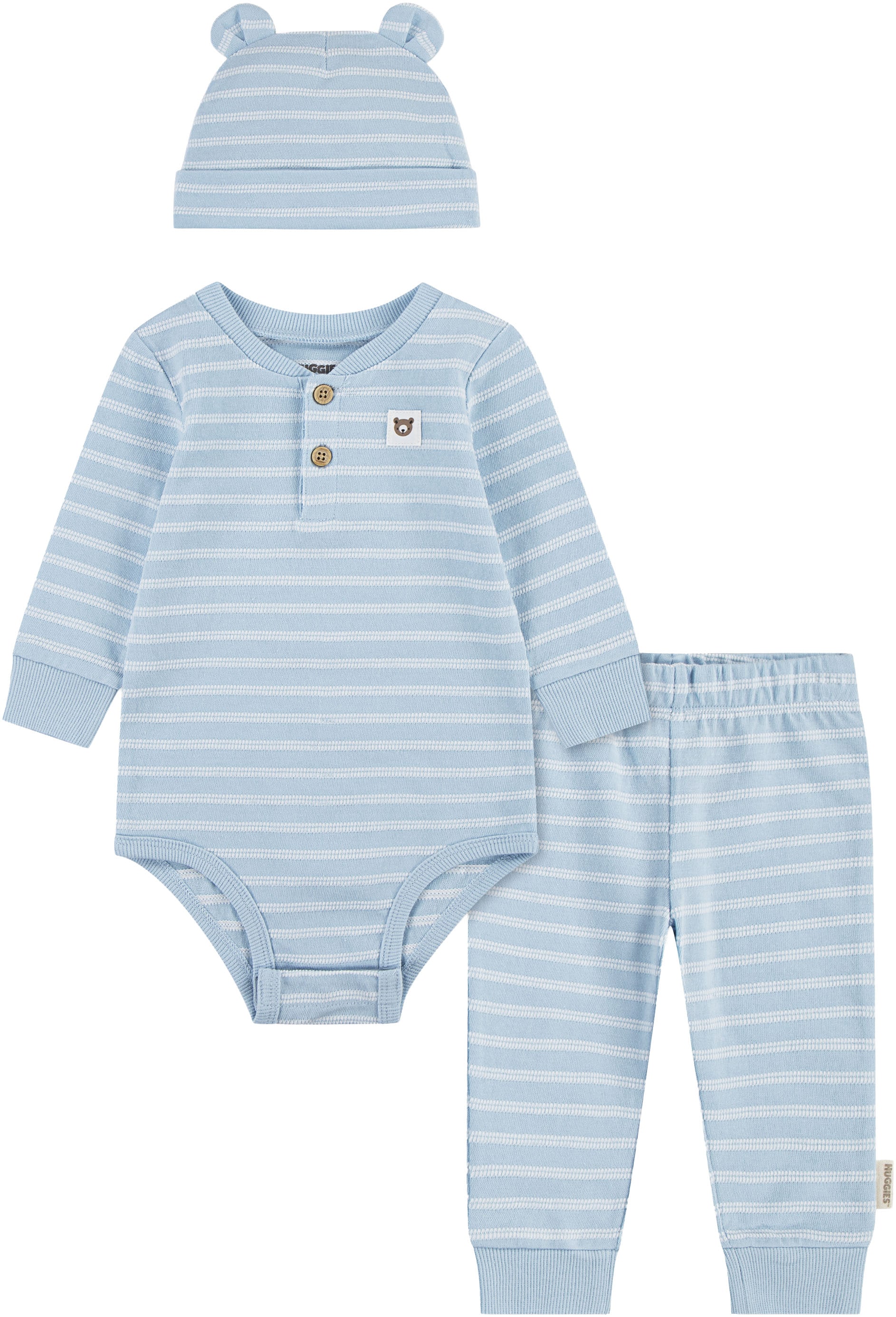 HUGGIES babywear Neugeborenen-Geschenkset »HUGB BODYSUIT PANT ATTACHMENT«, 3 Stk. aus Feinstrickqualität