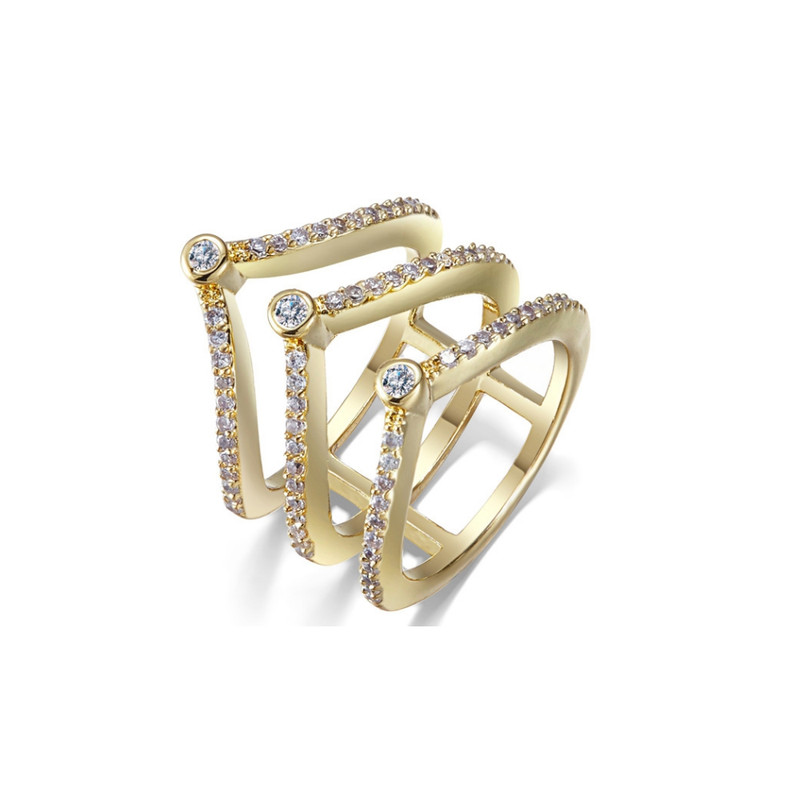 Bague orné de cristal de Swarovski Blanc et Plaqué Rhodium