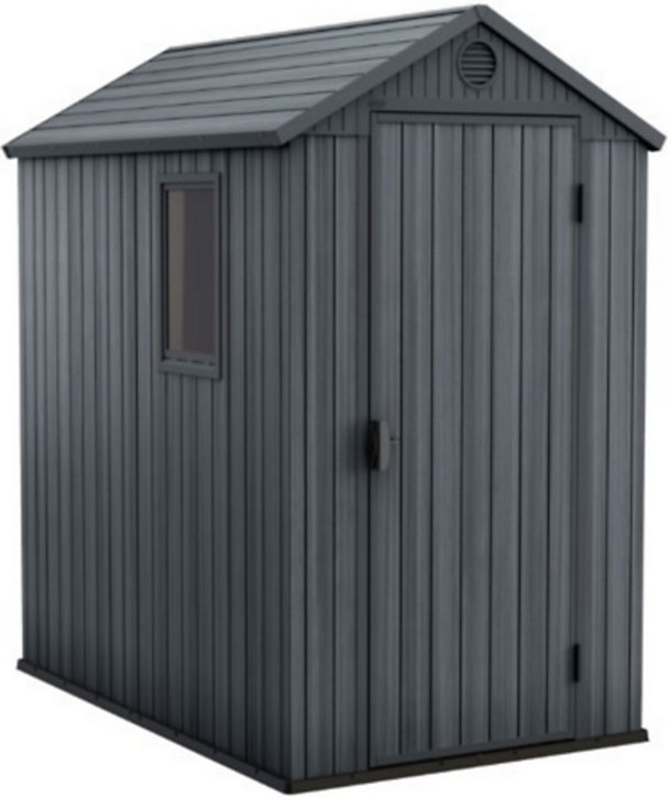 Abri de jardin + plancher Keter Darwin 4X6 en résine coloris gris ép.16 mm surface extérieure 2.32 m²