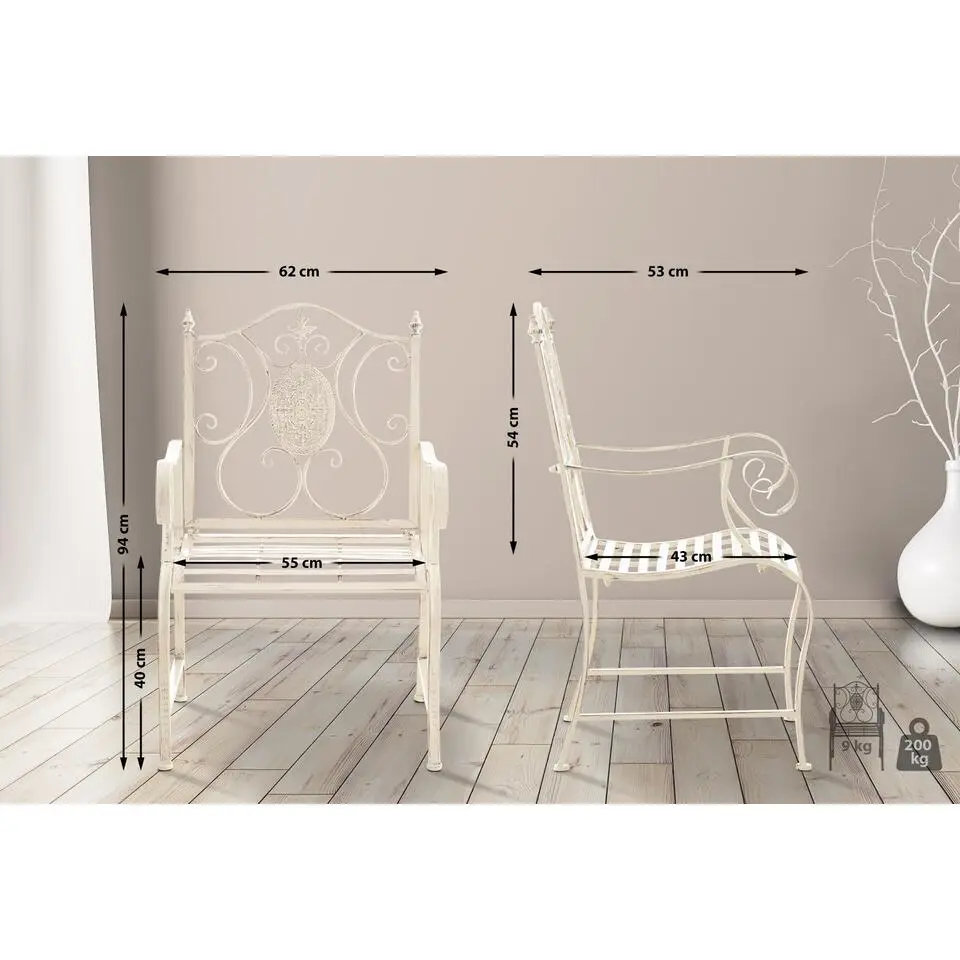 CLP Tuinstoel Punjab Metaal - antiek/creme