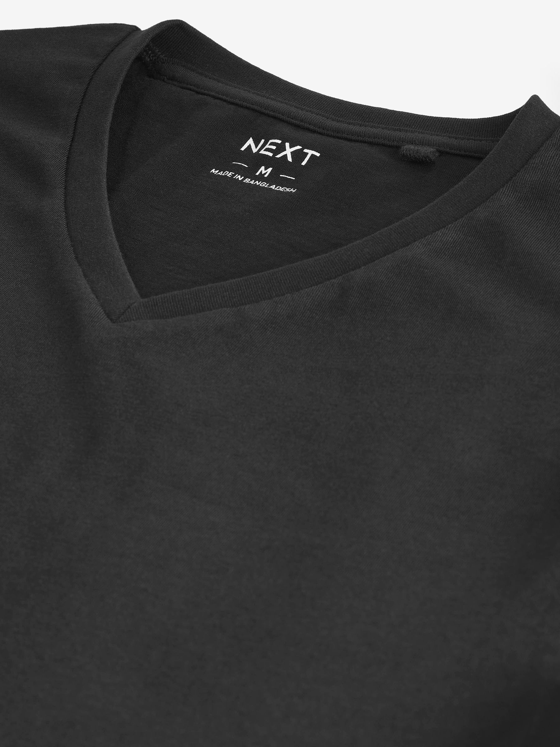 Zwart - Verpakking van 5 slim-fit 100% katoenen T-shirts met V-hals en laagjes