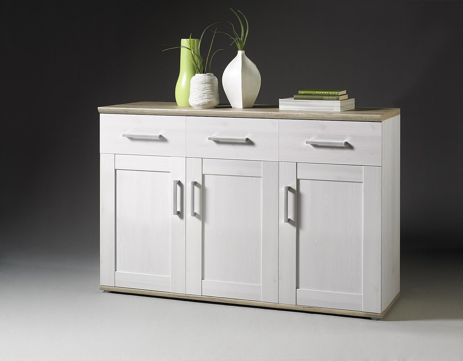 Stella Trading Sideboard in Sibiu Lärche / Eiche San Remo Optik - Landhausstil Kommode mit viel Stauraum für Ihr Wohnzimmer - 140 x 88 x 46 cm (B/H/T)