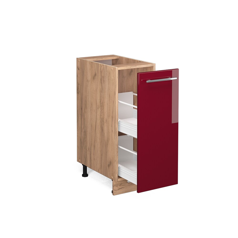 Vicco Apothekerunterschrank Küchenschrank Küchenmöbel Fame-Line Eiche Rot Bordeaux modern 30 cm Küche Einbauküche Einschübe Aufbewahrung Küchenzeile Hochglanz