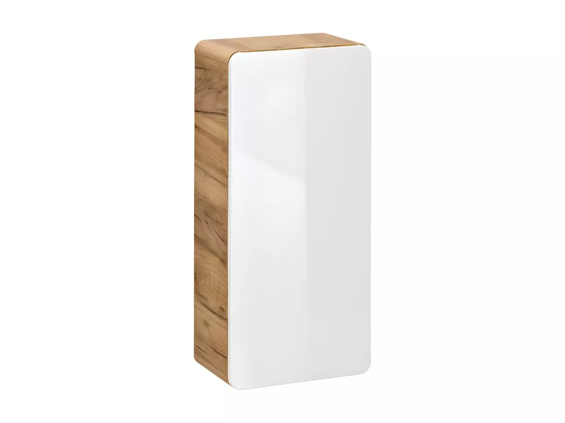 Meuble de salle de bain suspendu avec vasque à poser et deux colonnes - Coloris naturel et blanc - 80 cm - ARUBA