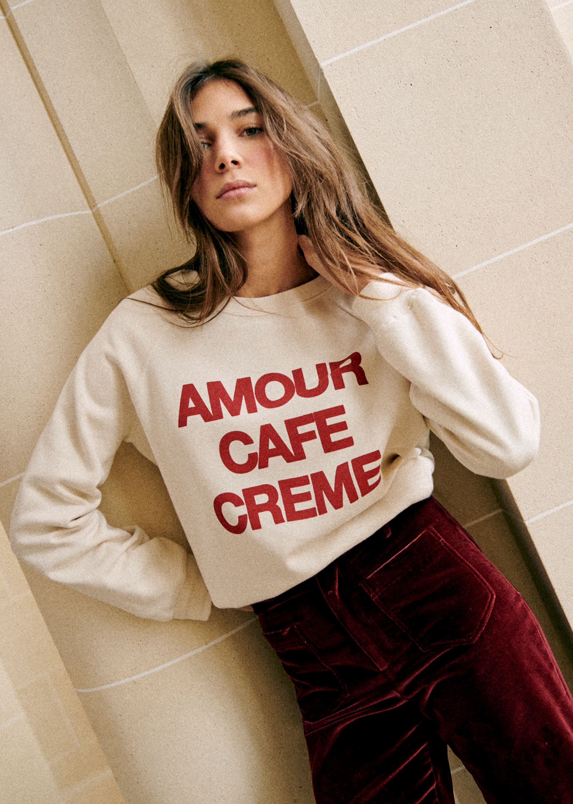 Sweat-Shirt Amour Café Crème - Ecru / Rouge - E-SHOP/SWEATS & MARINIÈRES Sweats 5905739