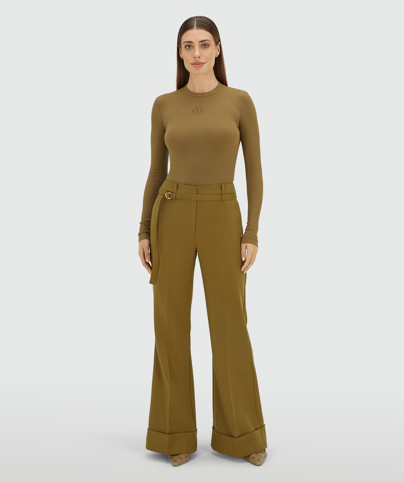 JV-KORIEN mid rise flared pantalon - olive green