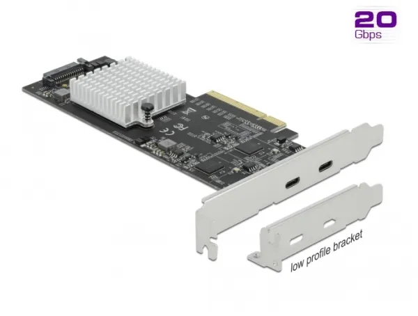 Delock PCI Express x8 Karte zu 2 x extern SuperSpeed USB 20 Gbps (USB 3.2 Gen 2x2) USB Type-C™ Buchse