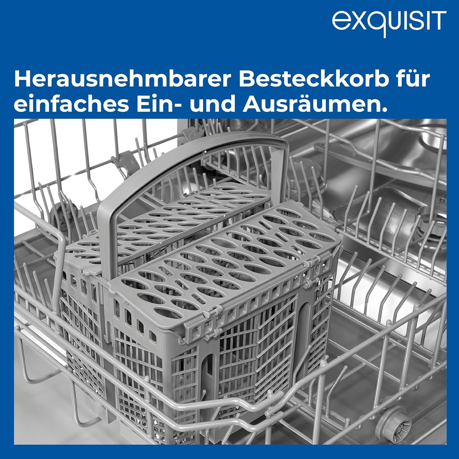 Exquisit START Geschirrspüler 60 cm, 13 Maßgedecke, Unterbaufähig, 11 Liter, Startzeitvorwahl, Restlaufanzeige, 7 Spülprogramme, GSP9313-030E inox