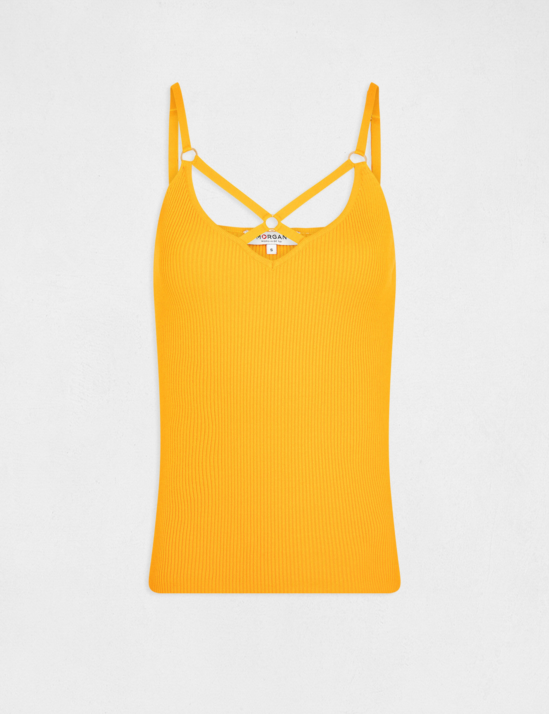 Débardeur pull à bretelles croisées orange femme - orange