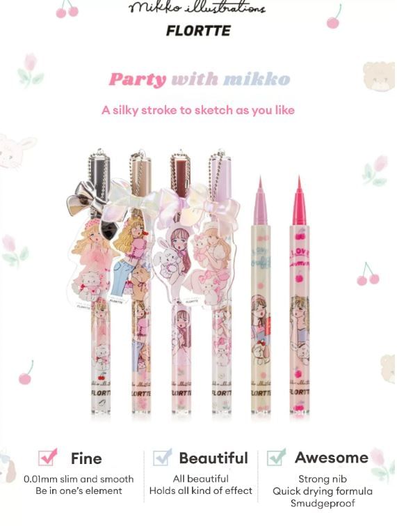 FLORTTE - KLASSIEKE VLOEIBARE EYELINER - 3 kleuren