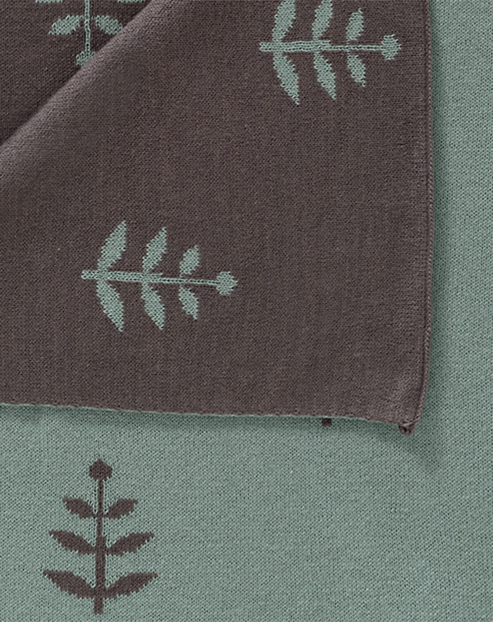 Kuscheldecke LEAVES (80x100) in grüngrau